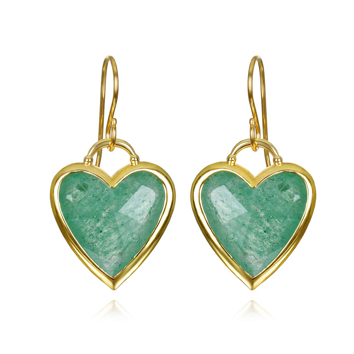 Aventurine Framed Heart Dangles