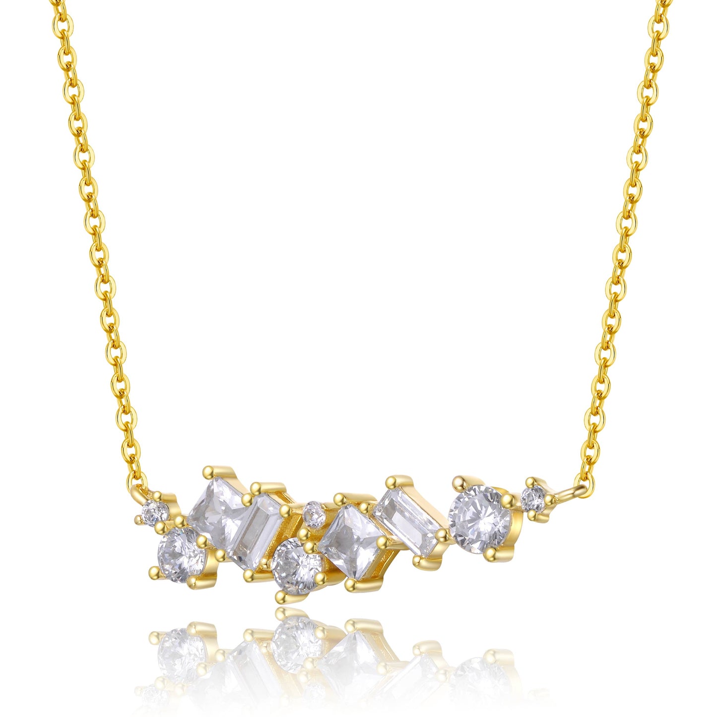 Moissanite Cluster Cascade Necklace