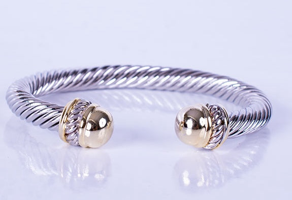 Gold Dome Cable Bangle-7MM