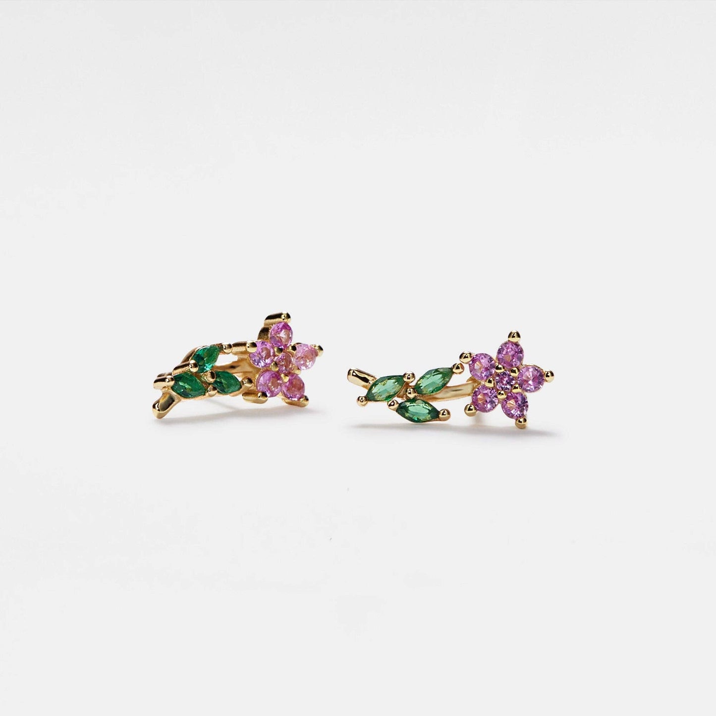 Gladiola Gem Flower Stud Earrings