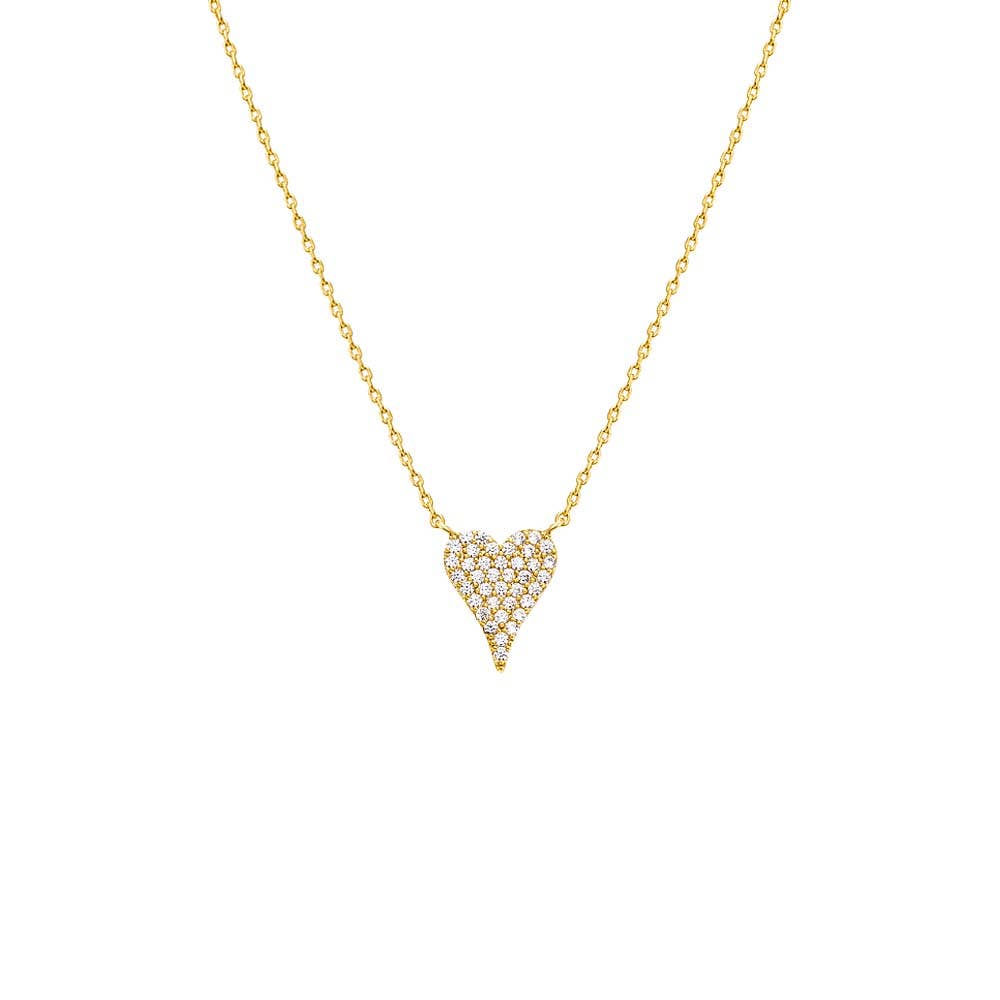 Pave CZ Elongated Heart Necklace