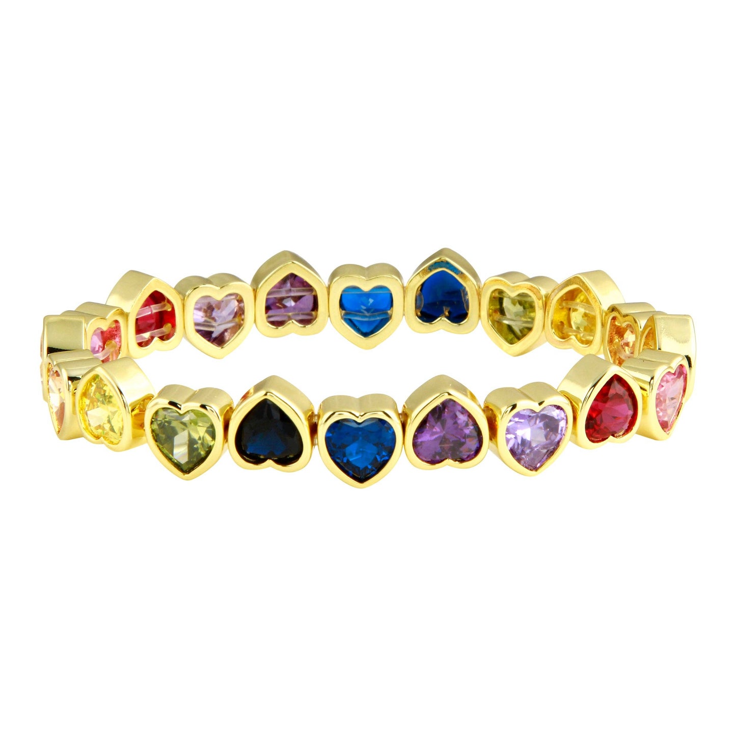 Rainbow Stretch Bezel Heart Bracelet