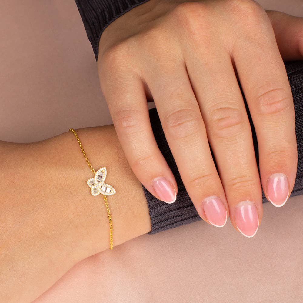 Pavé X Baguette Butterfly Bracelet
