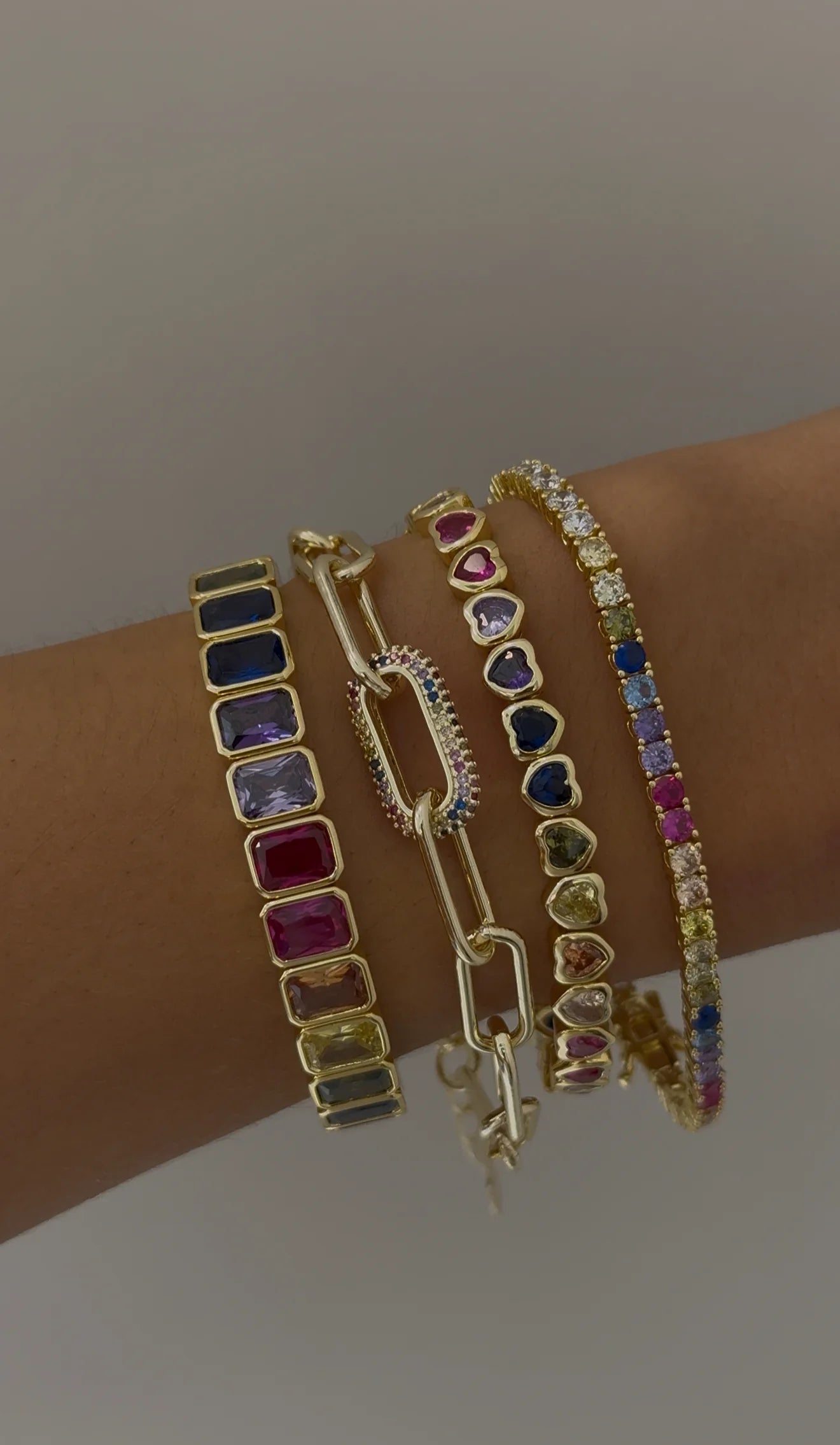 Rainbow Emerald Stretchy Bracelet