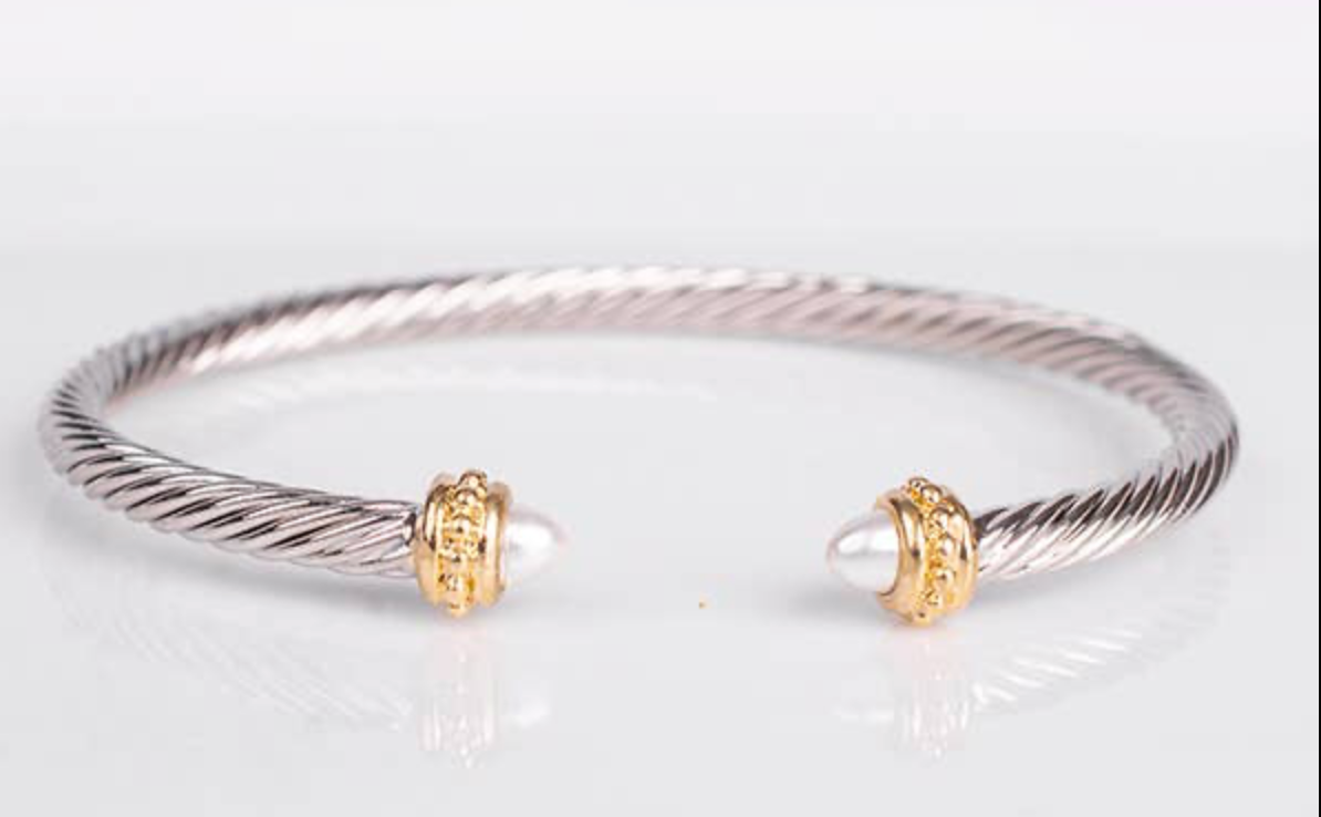 Classic Cable Bangle - Pearl