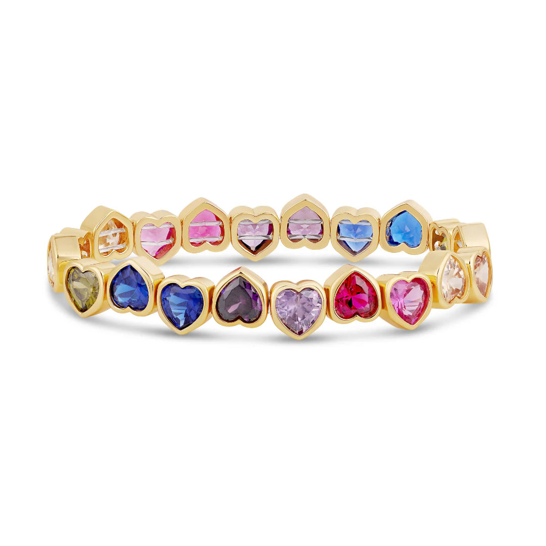 Rainbow Stretchy Bezel Large Heart Bracelet