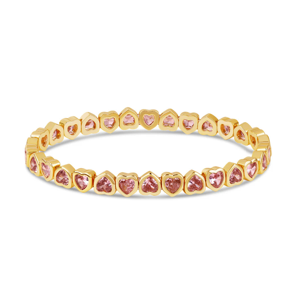 Mini Pink Stretch Bezel Heart Bracelet