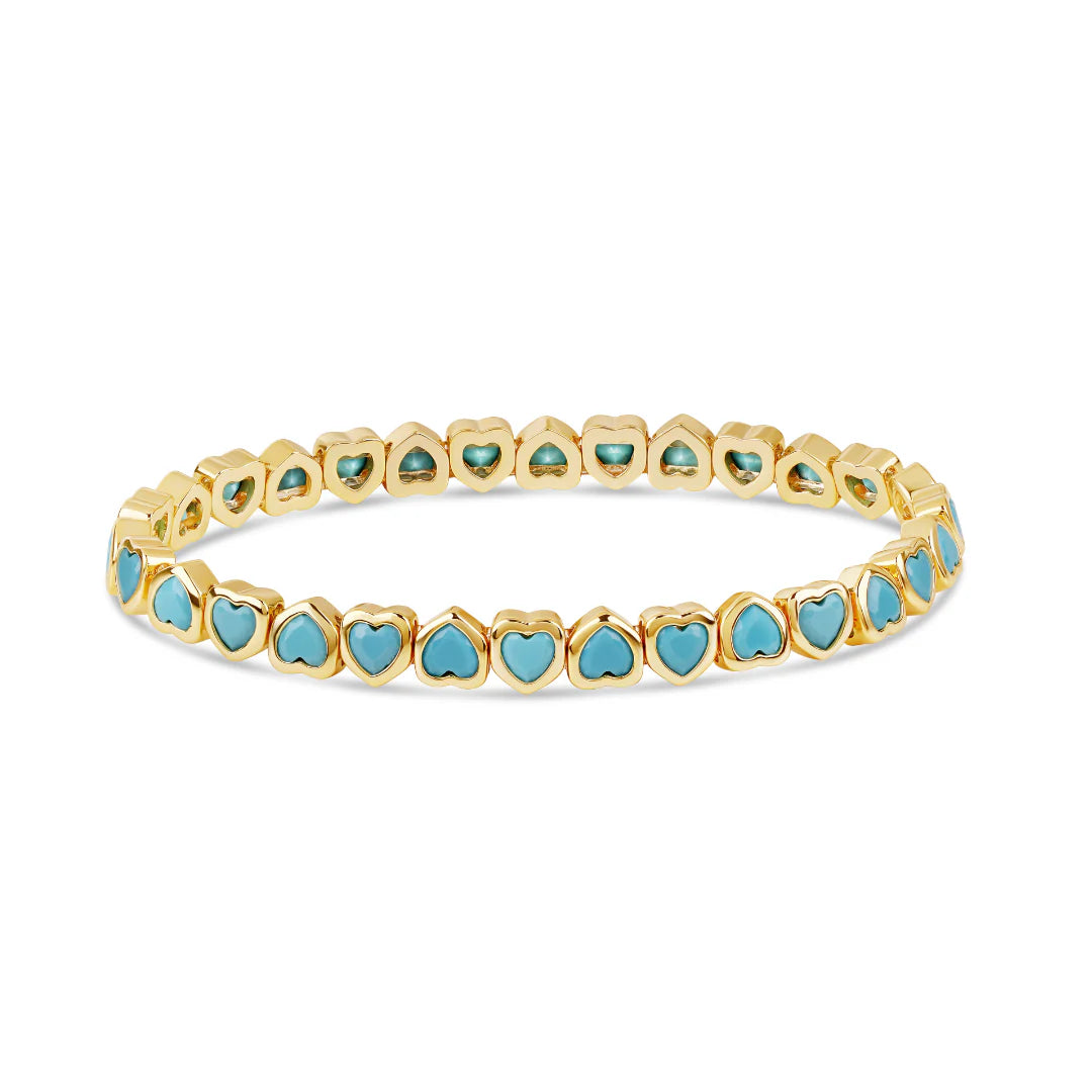 Mini Turquoise Stretch Bezel Heart Bracelet