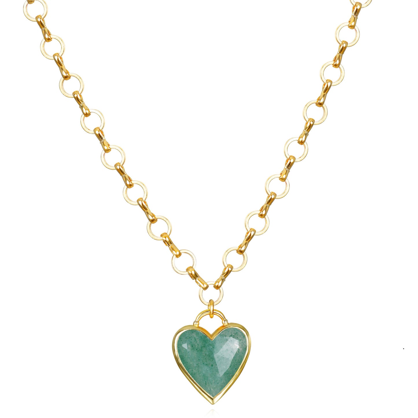 Framed Heart Petite Loop Necklace-Aventurine