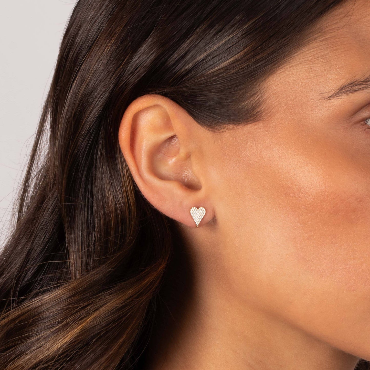 Pave Elongated Heart Stud Earring