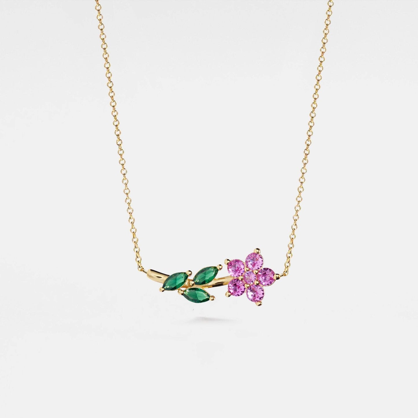 Gladiola Gem Flower Pendant Necklace