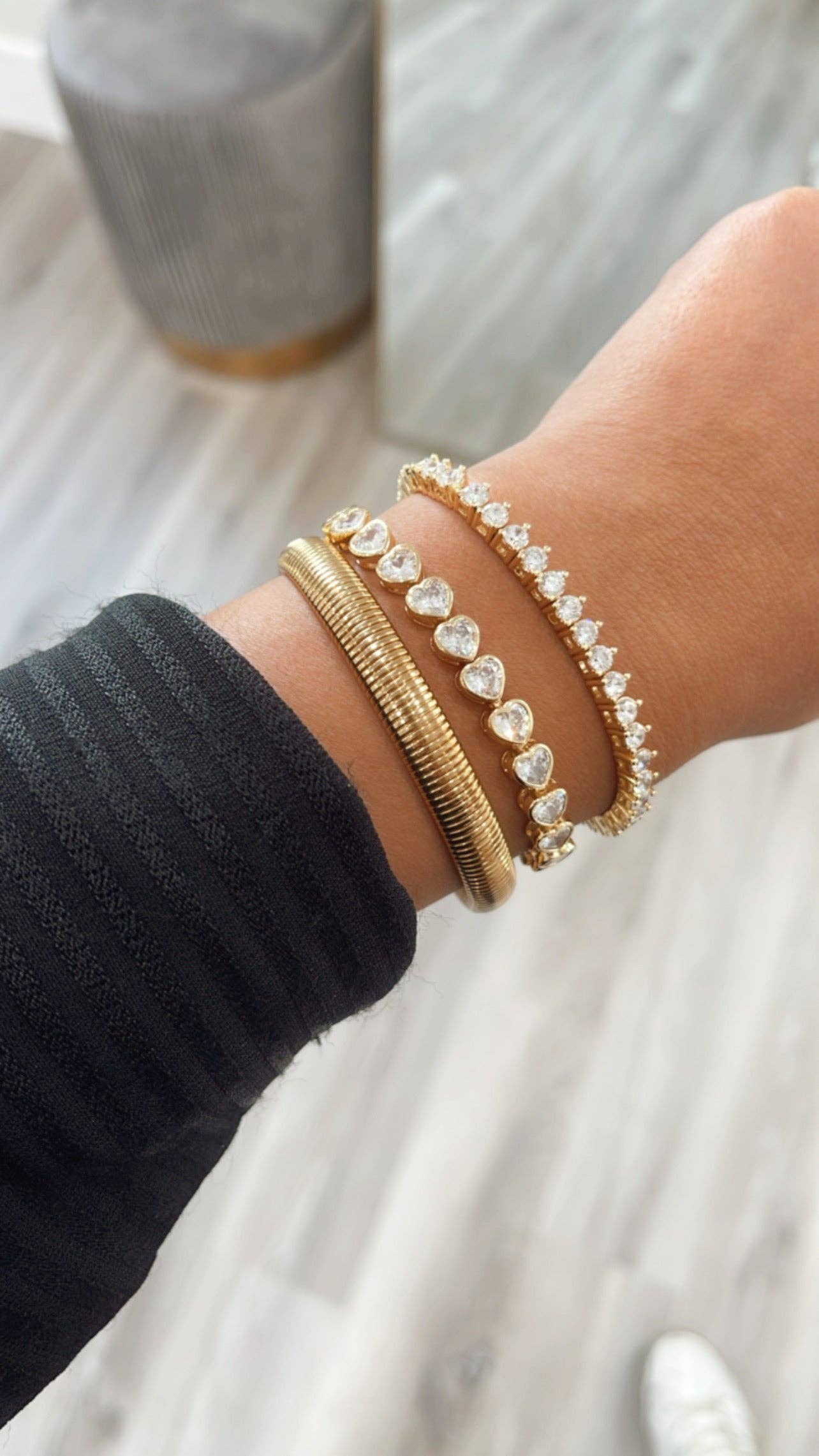 Bezel Heart Tennis Bracelet