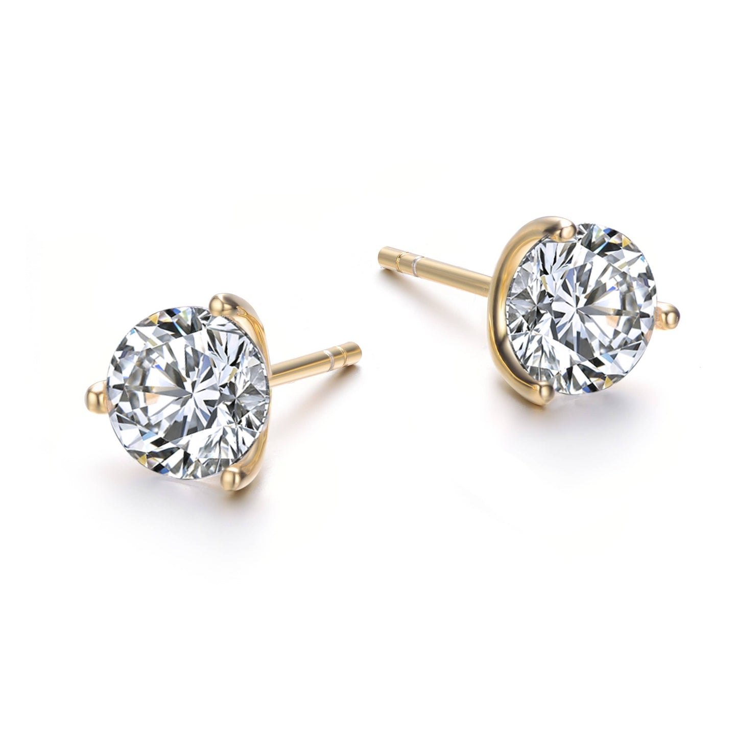 Lab Created Moissanite 3-Prong Martini Solitaire Stud Earring