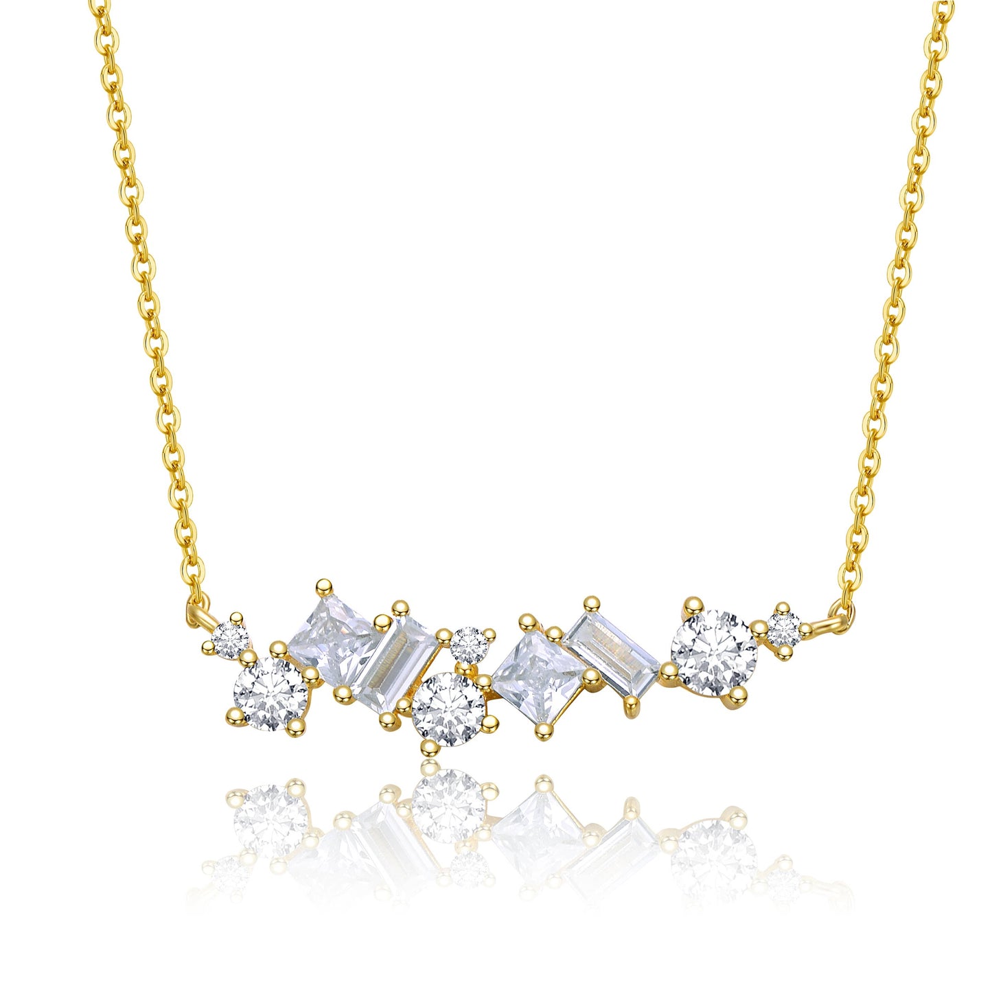 Moissanite Cluster Cascade Necklace