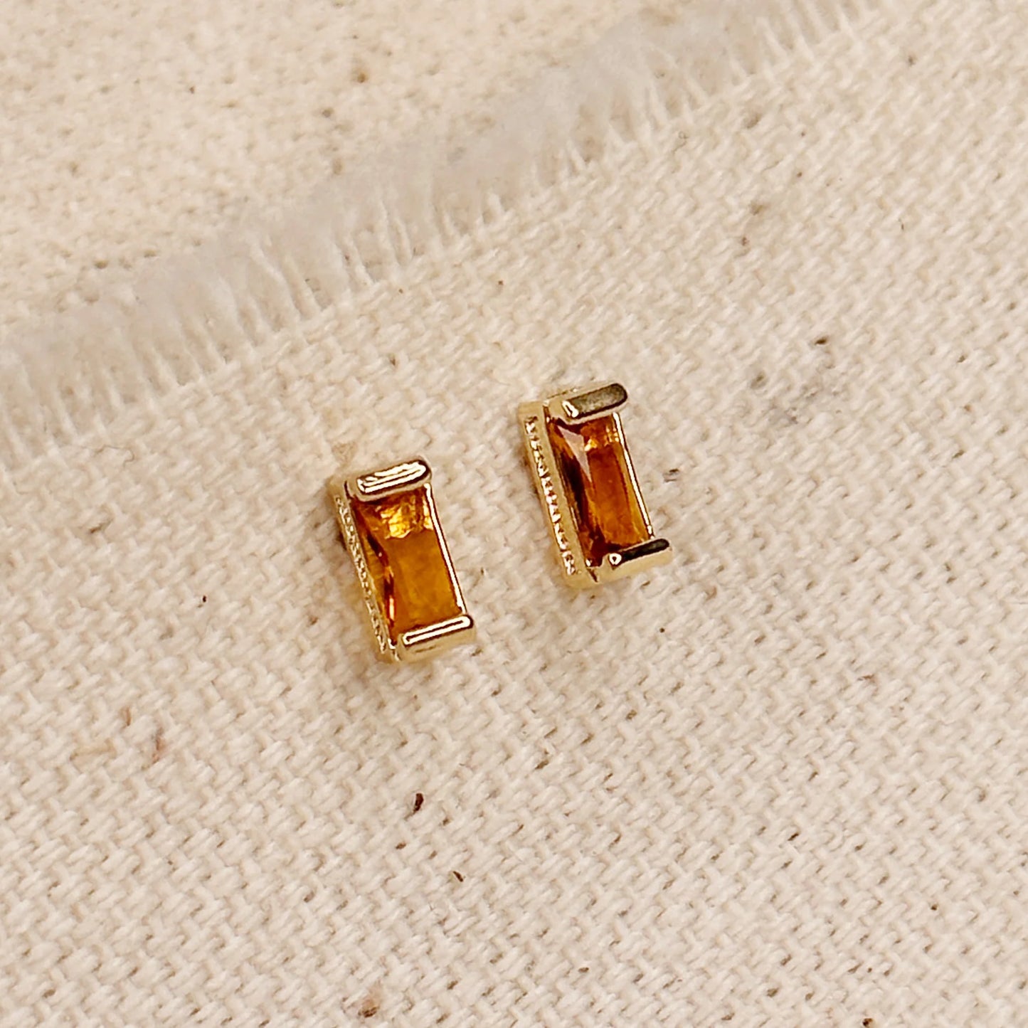 Baguette Birthstone Earrings