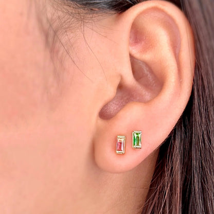 Baguette Birthstone Earrings