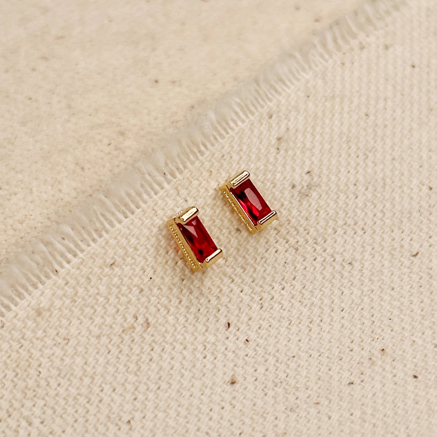 Baguette Birthstone Earrings