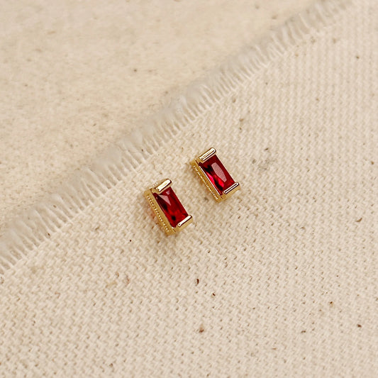 Baguette Birthstone Earrings
