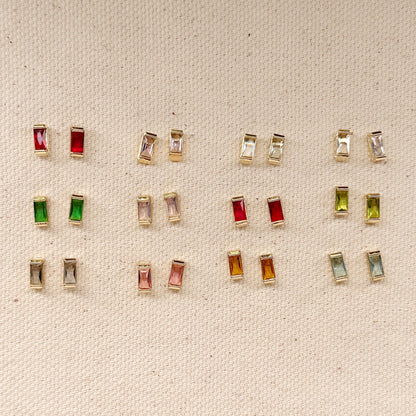 Baguette Birthstone Earrings