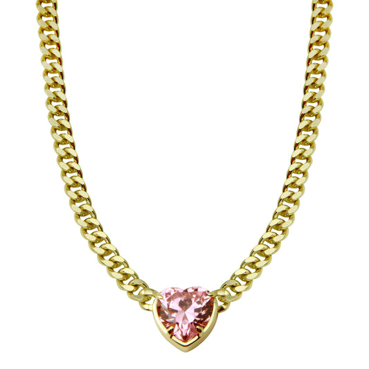 Blush Heart Cuban Necklace