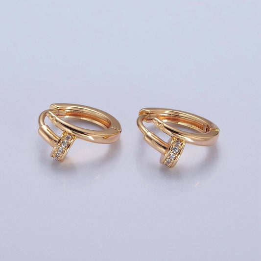 Spiral Nail Huggie Earrings