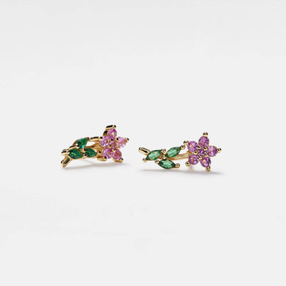 Gladiola Gem Flower Stud Earrings