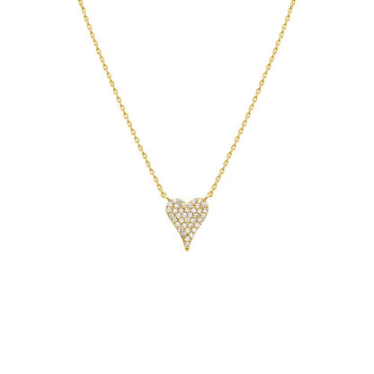 Pave CZ Elongated Heart Necklace