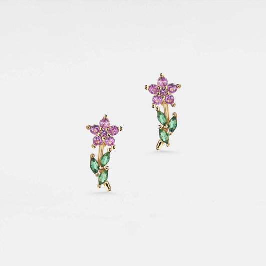 Gladiola Gem Flower Stud Earrings