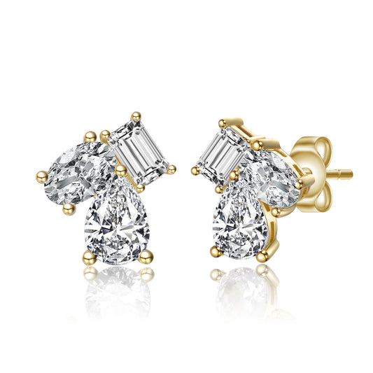 Estelle Three-Stone Cluster Stud Earrings