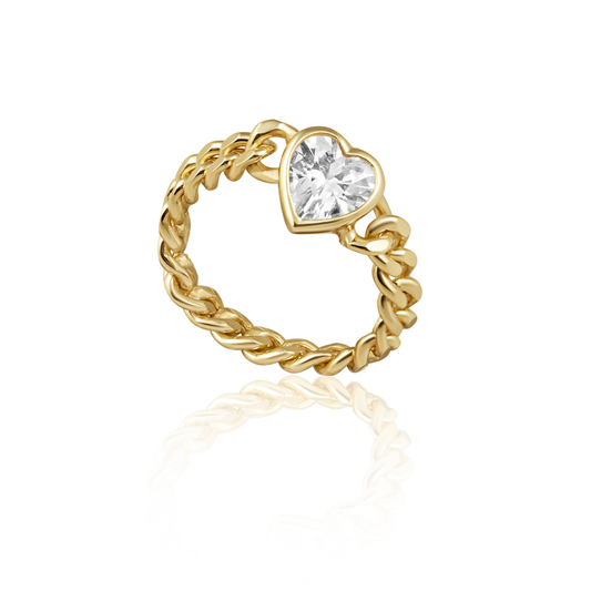 Heartwoven Chain Ring
