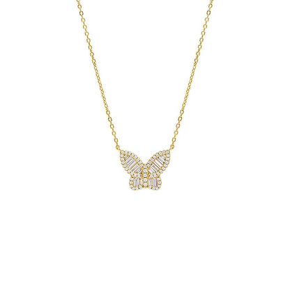 Pavé X Baguette Butterfly Necklace