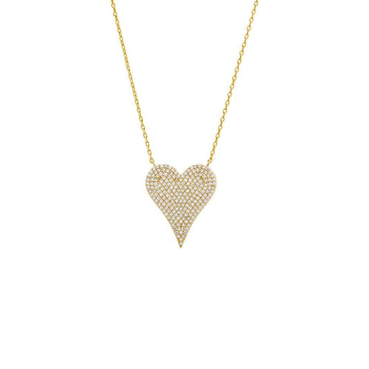 Pave CZ Elongated Heart Necklace