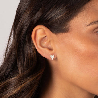 Pave Elongated Heart Stud Earring