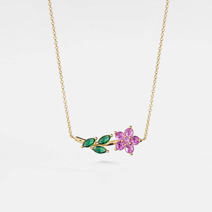 Gladiola Gem Flower Pendant Necklace