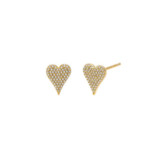 Pave Elongated Heart Stud Earring
